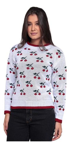 Blusa De Frio Tricot Feminina Outono Inverno Estilosa Cereja