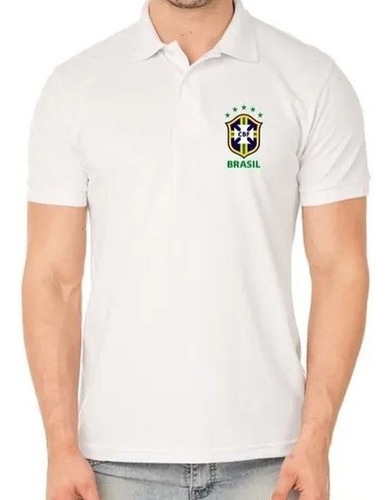 Camisa Polo Torcedor Seleção Do Brasil Com Aplique Transfer