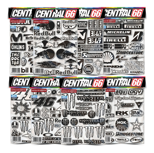 Cartela 154 Adesivos Patrocinios Moto Gp Monstro Valentino