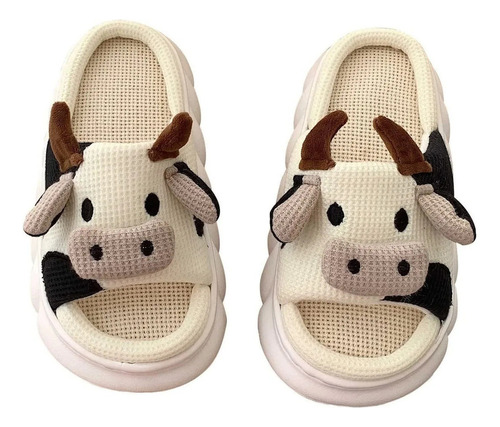 Lindas Pantuflas De Vaca Para Mujer Hogar Interior Y Exterio