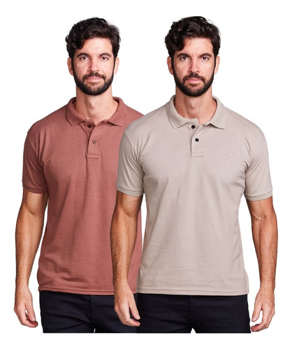 Kit 2 Camisas Masculinas Polo Piquet Casual Elegance