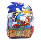 Mochila Escolar Cresko 12p Sonic Sega Espalda Jardin Full Color Rojo Y Azul Diseño De La Tela Sonic Y Amigos