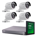 Kit Seguridad Hikvision Grabacion Full Hd 1080p Dvr 8 + Disco 1 Tb Instalado + 4 Camaras 2mp Exterior Infrarrojas + Ip