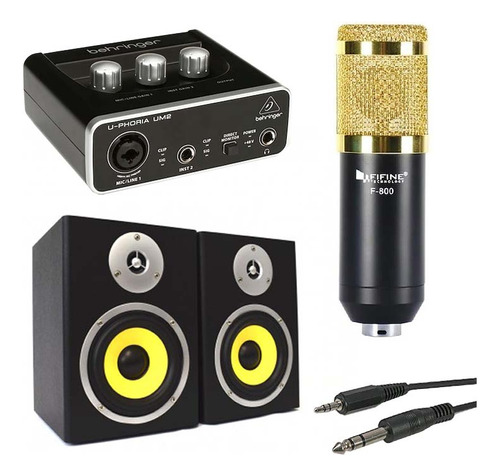 Combo Kit De Grabacion Placa + Microfono + Monitores Prm