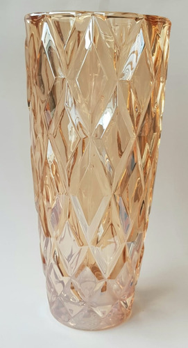 Vaso Vidro Grosso Diamond Dourado Metalizado 27cm