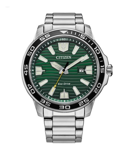 Relógio Masculino Citizen Eco-drive 45mm Aço Mergulho Verde