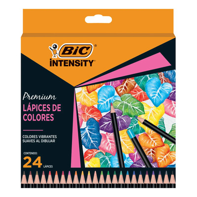 Lápices De Colores Premium Bic Intensity Barril Negro 24 Pzs Trazo Multicolor | MercadoLibre