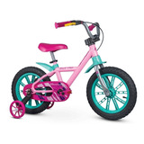 Bicicleta  Infantil Infantil Nathor Aro 14 First Pro 2020 Aro 14 Cor Rosa/azul-celeste Com Rodas De Treinamento