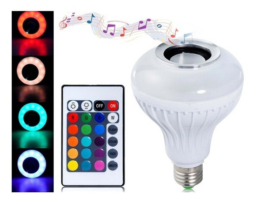 Pack 2 Ampolletas Led Con Bluetooth Parlante Control Remoto