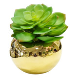 Vaso Bola Dourado Decorativo 12x17  Em Ceramica Para Plantas