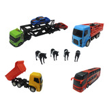 Kit Carreta Caminhão Carros Ônibus Animais Cegonha Carrinhos