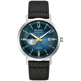 Reloj Nuevo Bulova Aerojet 96b374 Original Para Hombre Color De La Correa Negro Color Del Bisel Plateado Color Del Fondo Azul