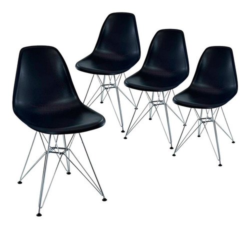 Silla De Comedor De Plástico Diseño Cromada Dsw - Eames X4