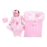 Saída De Maternidade  Rosa Floral Com Vestido E Porta Bebe