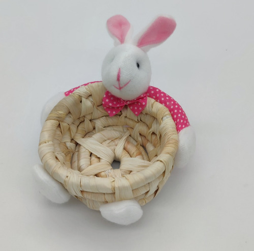 Canasto Pascua Conejo Huevos, Canasta Huevitos Rosado 13cms