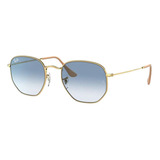 Ray Ban Rb3548n 001/3f Hexagonal Flat Azul Degradado Dorado