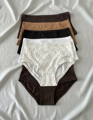 Pack 6 Pantaletas Tiro Alto Suaves Colores Claros Y Cafes
