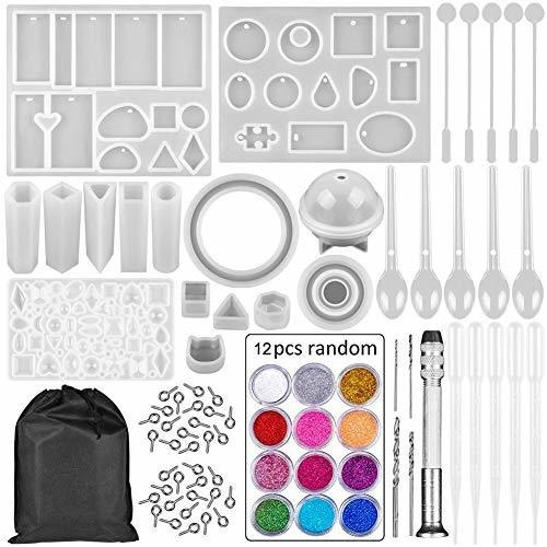 Emfure 94pcs Juego De Moldes De Resina De Silicona Y Herrami