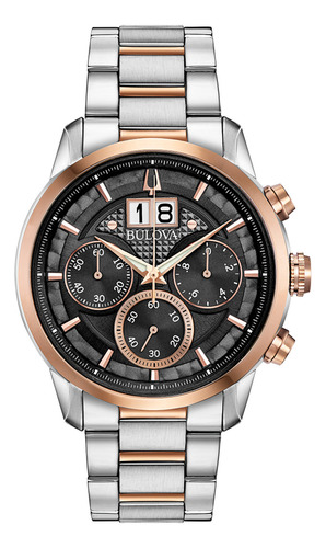 Relógio Bulova Sutton 98b335 Masculino Prateado Rosegold