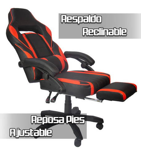 Silla Gamer Reclinable Comoda Ergonomica Reposa Pies 