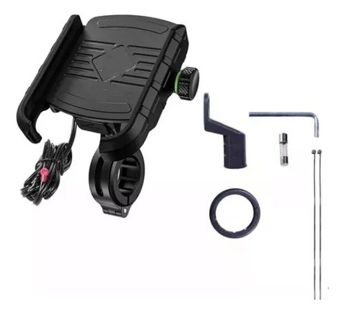 Suporte De Celular Base Alumínio P/ Moto Com Carregador Usb