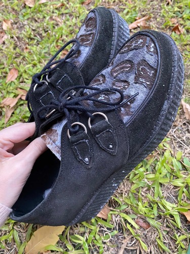 Zapatos Mocasines Negros De Cuero Con Plataforma (01) T38