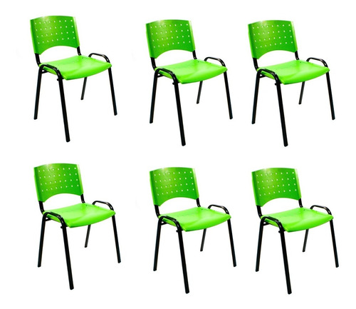 Silla Plastica Fija Apilable Pack X6 Reforzada Hogar Oficina