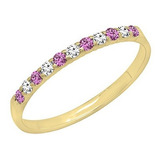 Dazzlingrock Colección 14k Ronda De Zafiro Rosa Y Blanca De 