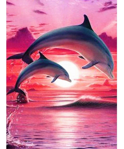 Kit De Pintura Con Diamantes 5d Delfines 40x50 Cm