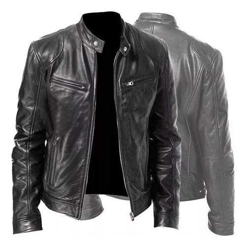 Chaqueta De Cuero Artificial Para Hombre Para Motociclista R