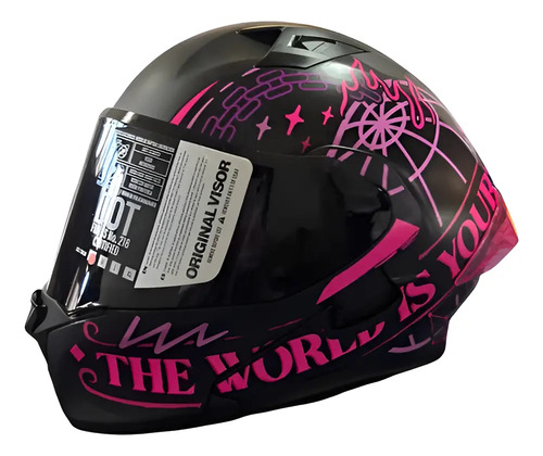 Casco Abatible Para Moto Mujer Negro Rosa Kov Furia Nas | Meses sin interés