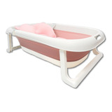 Bañera Para Bebe Tina De Baño Plegable Con Cojin Soporte Color Rosa