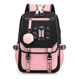 Elegante Mochila De Tela Oxford Inspirada En Bts Con Carry