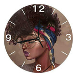 Kiuloam Reloj De Pared Redondo Para Mujeres Afroamericanas, 