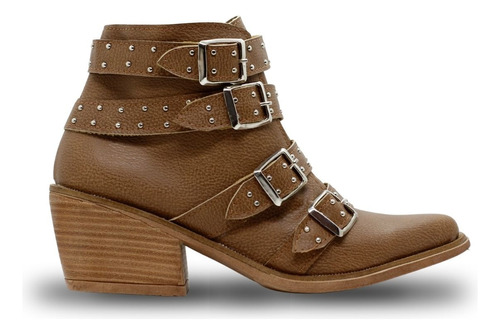 Botas De Mujer Texanas Cortas Con Taco 5 Cm Cuero Eco Fancy