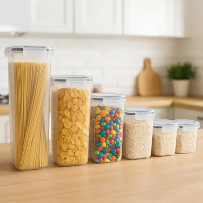Kit 6 Contenedores Herméticos Con Tapa Cocina Organización Almacenamiento Alimentos Plástico Apilable Libre BPA Recipiente Tóper Despensa Freezer Refrigerador Transparente 6 Piezas | Envío gratis