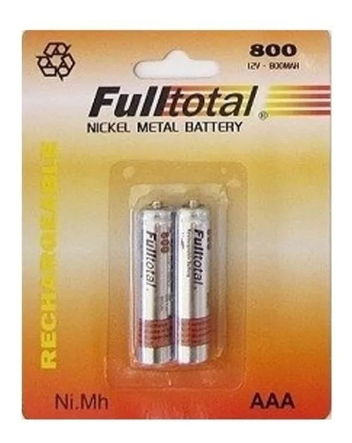 Pila Recargable 800mah Aaa X 2 Unidades Fulltotal En Blister