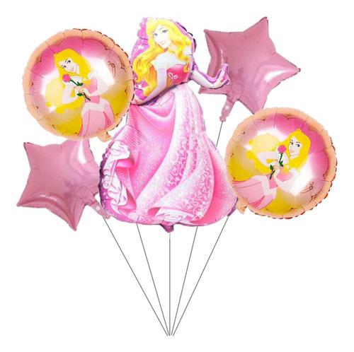 Set 5 Globos Princesa Aurora Metalizado Decoración