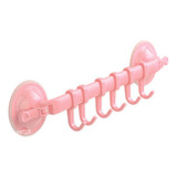 Perchero Adherible Multiusos Baño O Cocina 6 Ganchos Mx-92 Color Rosa