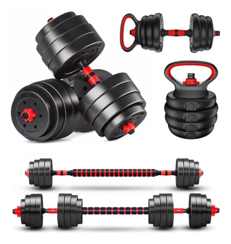 Set Mancuernas 30 Kg 3 En 1 Barra Ajustables  