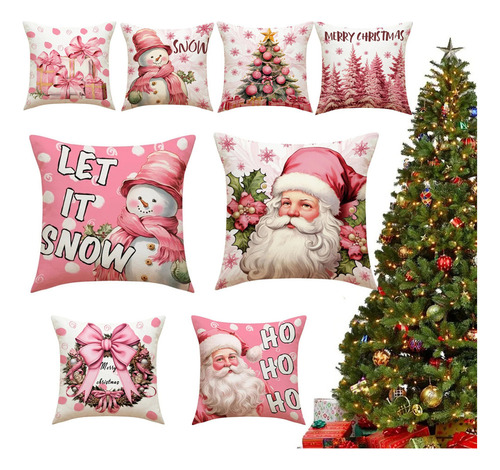 Conjunto De 8 Capas De Almofada Para Decoração De Natal