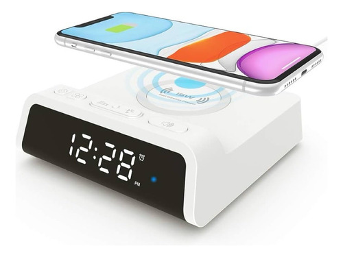 Reloj Digital Alarma Despertador Con Base Carga Inalambrica