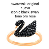 Anillo Swarovski Original Nuevo Iconic Swan Cisne Negro Oro 