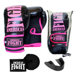 Kit De Boxe Muay Thai Feminino - Luva + Bandagem + Bucal