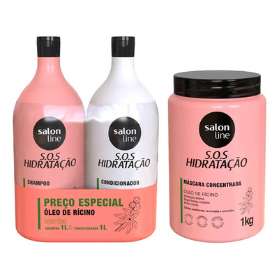 Kit Sos Hidratação Óleo De Rícino 1l Salon Line 3un | MercadoLivre