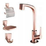 Kit 4 Peças Rose Gold Torneira E Acessórios F71 Lorenzetti