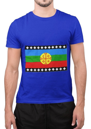 Polera Unisex Mapuche Bandera Chile Estampado Algodon