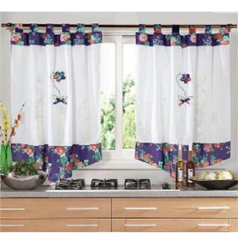 Cortinas Cortas Ambiente O Cocina Blanco Con Doble Guarda 