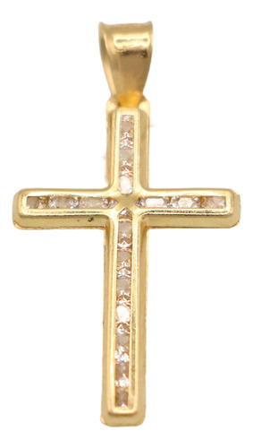 Dije Medalla Cruz Zirconias Jesus Cristo 3.5cm 100% Oro 10k