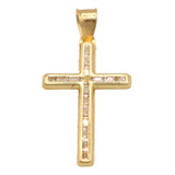 Dije Medalla Cruz Zirconias Jesus Cristo 3.5cm 100% Oro 10k